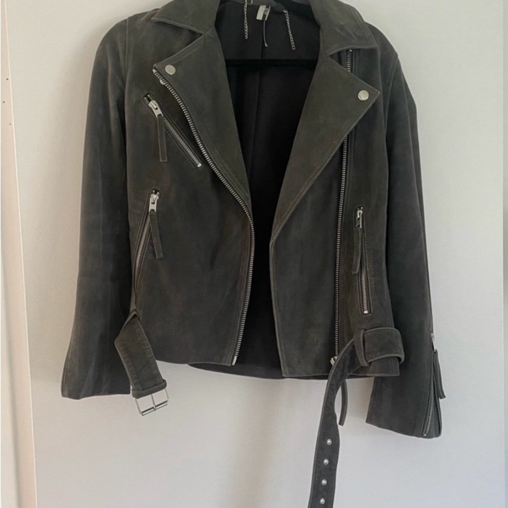 Topshop gray suede biker jacket